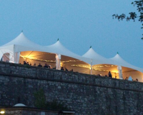 2 x Matrix at Night in Plymouth with a Fairy light roof
