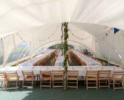 Image of our Capri Marquees Silver package installed at Rosteaguein Cornwall