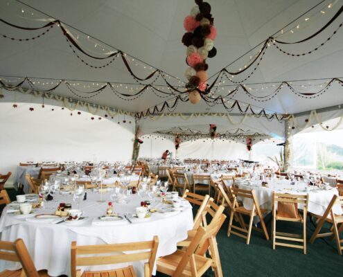 2 x Hex Marquees Set up in Fowey, Cornwall