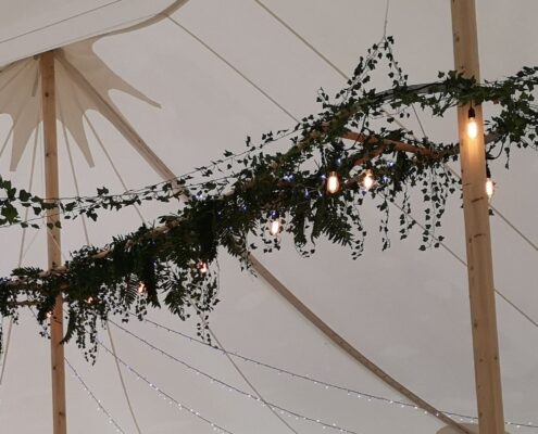 Image showing our Decorative Marquee Ladder Truss inside a Sailcloth Marquee