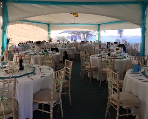 inside a Hex Marquee at Polhawn Fort, Cornwall